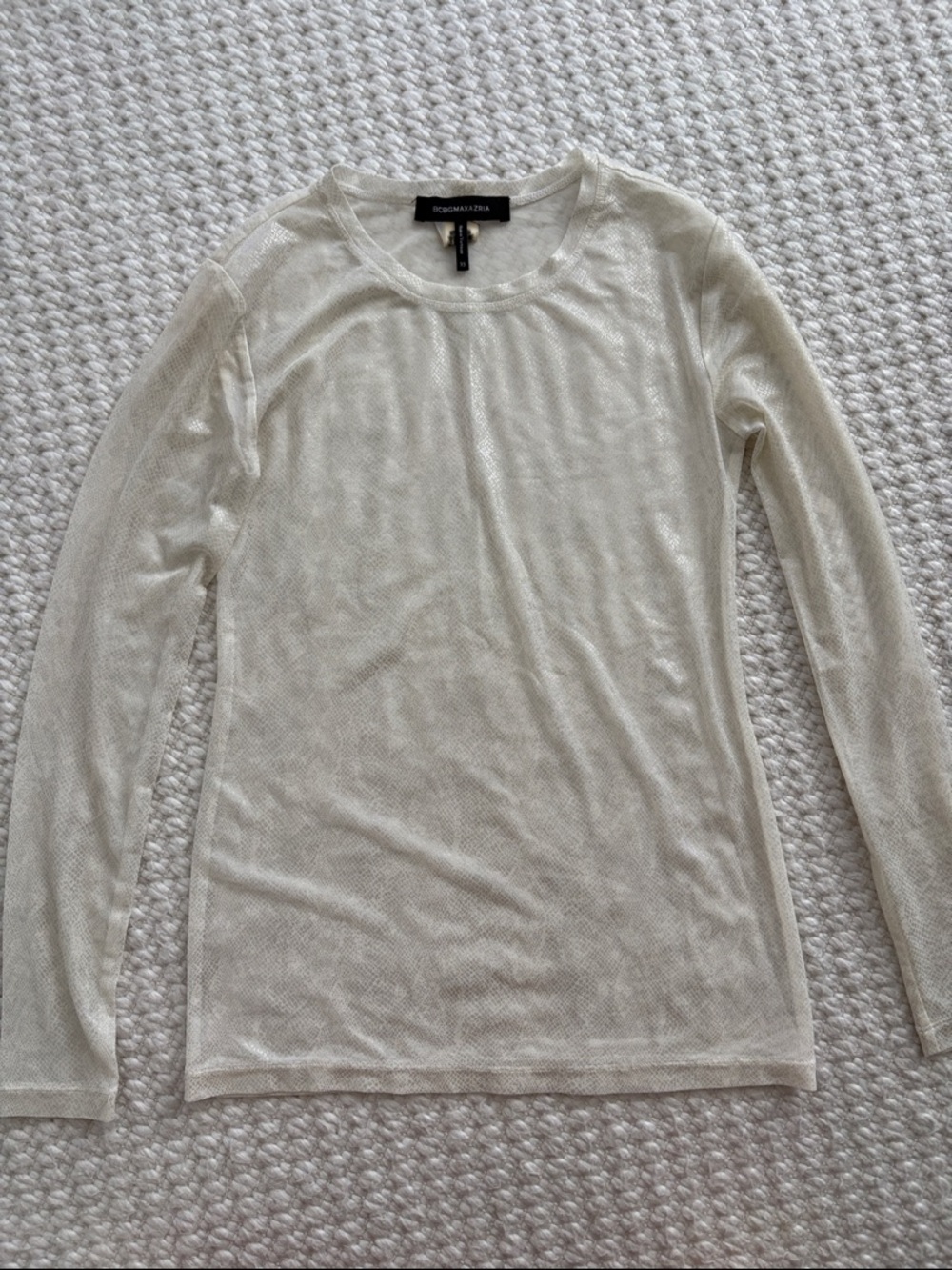BCBGMaxazria Cream Lightweight Crewneck XS